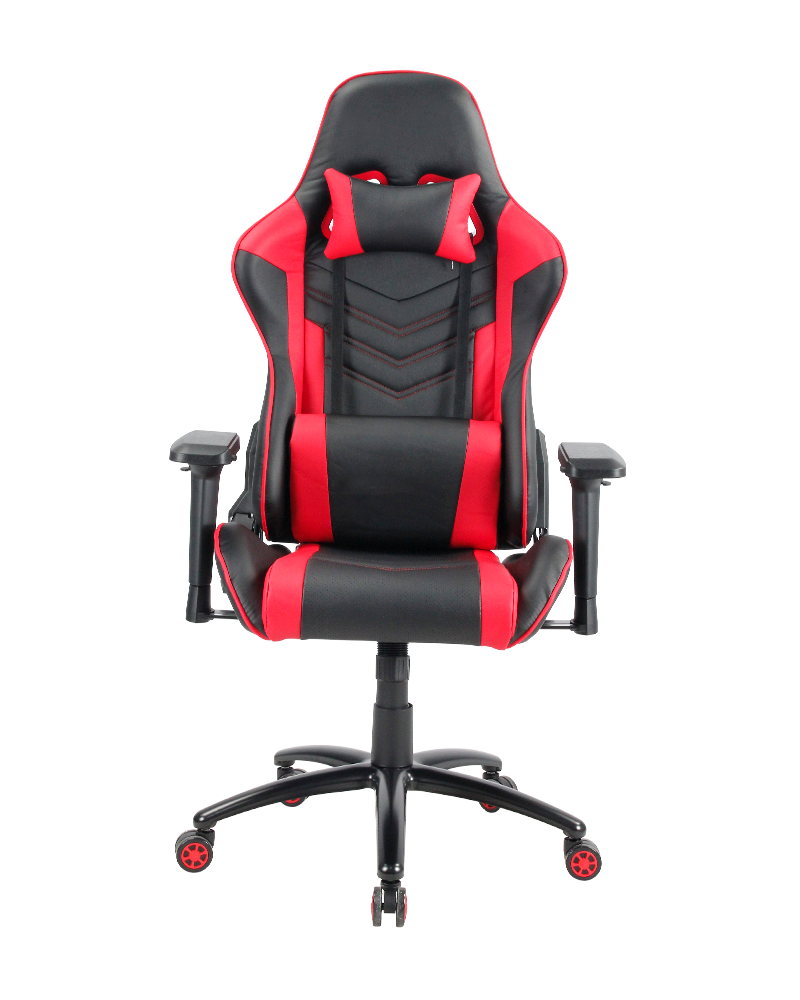 Red Executive Swivel Office PC Game Chair With Headrest And Lumbar Pillow